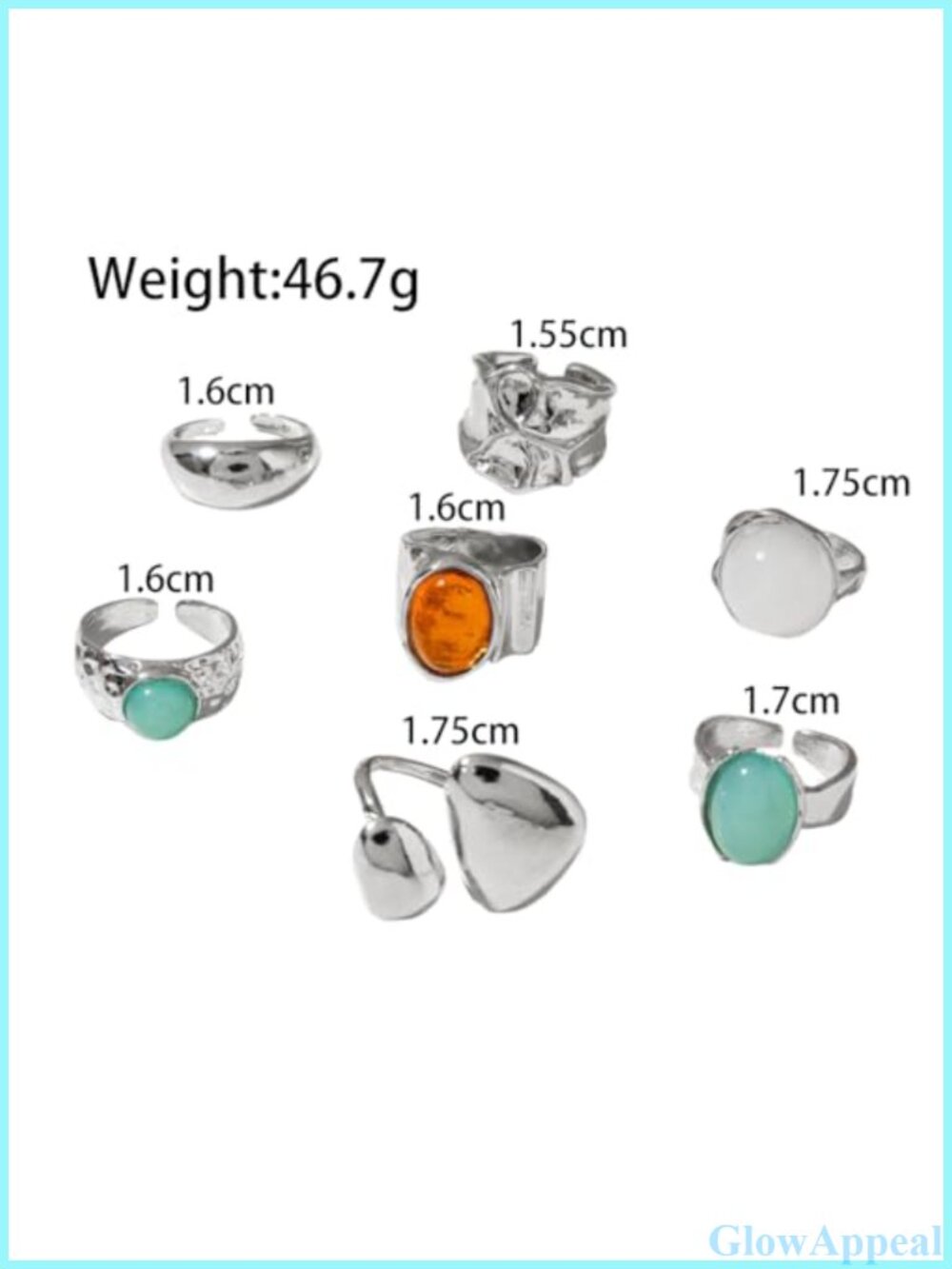 Chunky Stackable Statement Rings Set Crystal Flower Pearl Open Finger Rings - Picture 3 of 6